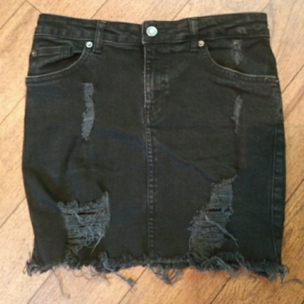 Divided H&M Black Denim Pencil Miniskirt